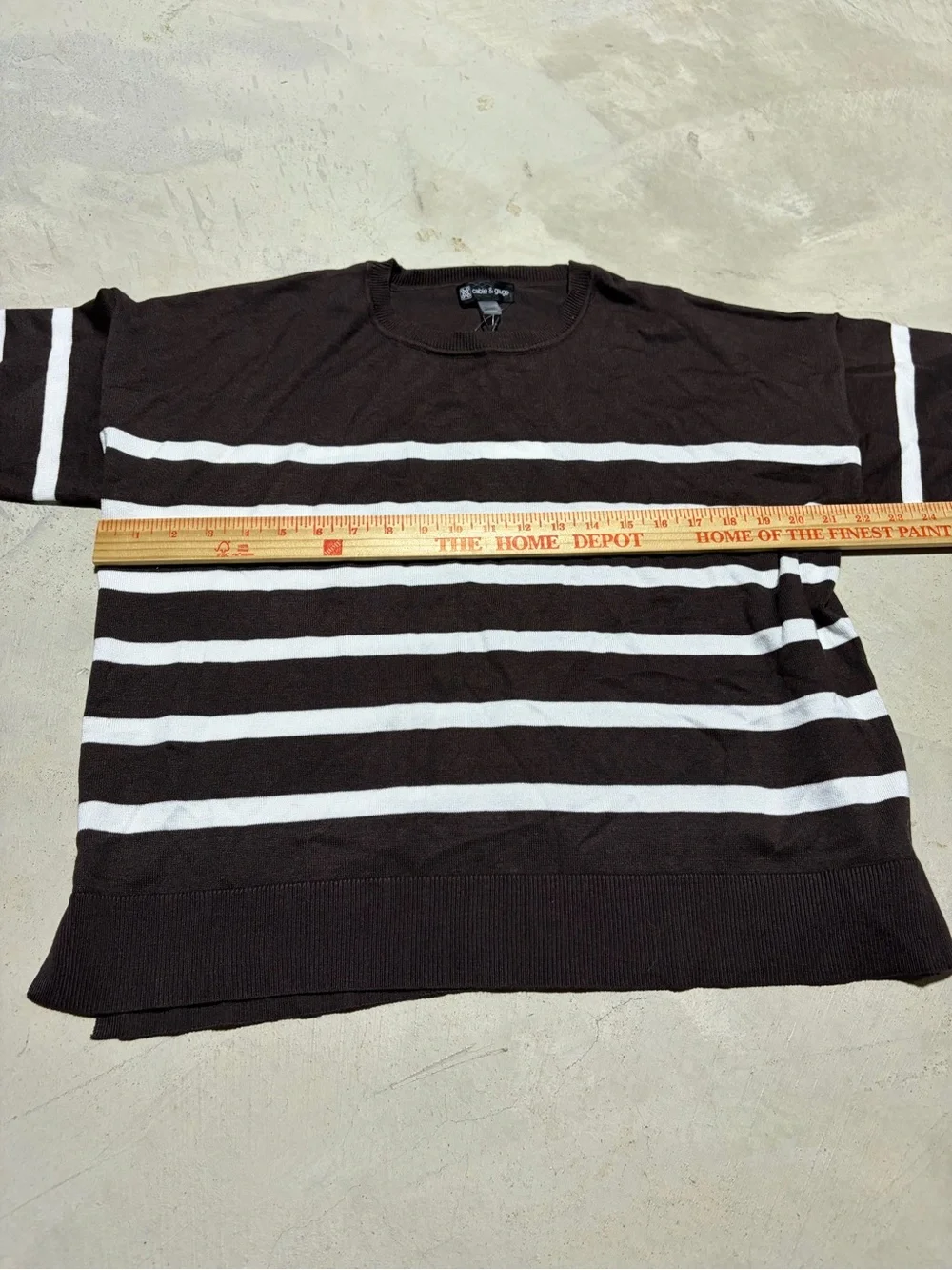 Cable & gauge NWT brown Striped Short Sleeve Sweater MSRP$58 large